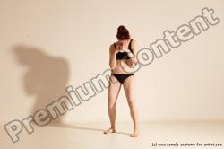 Underwear Martial art Woman White Moving poses Average long brown Dynamic poses Academic